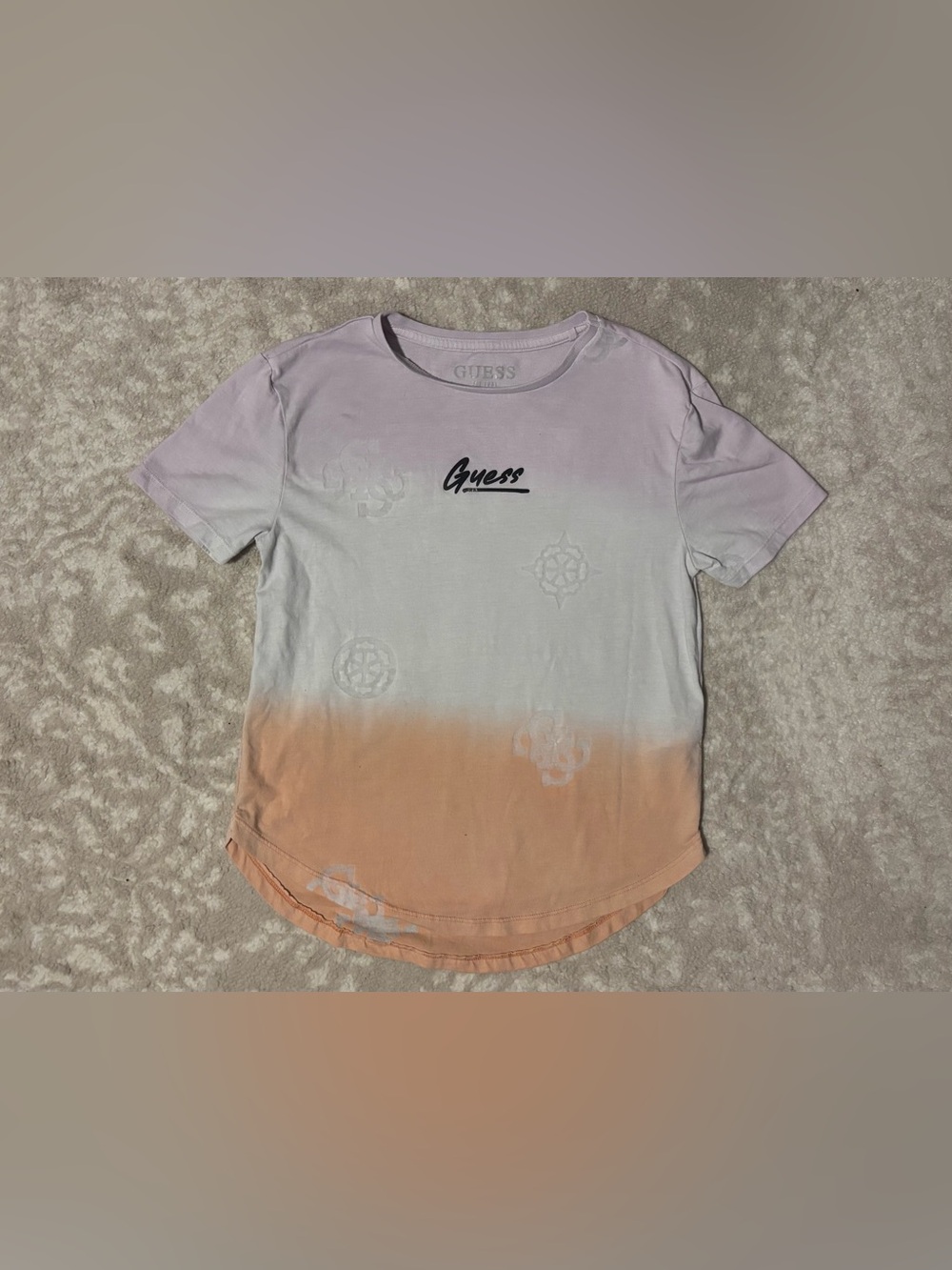 GUESS Tee - Lavender, White & Peach, Black script logo and detail Kid Girls